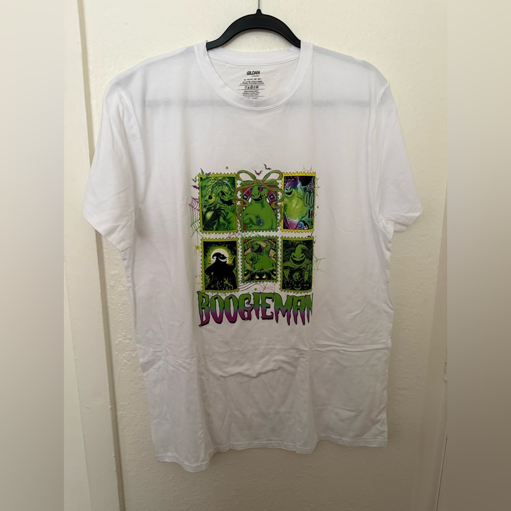 Men’s Adult T Shirt Boogieman Halloween Size XL Color White Round Neck Gildan